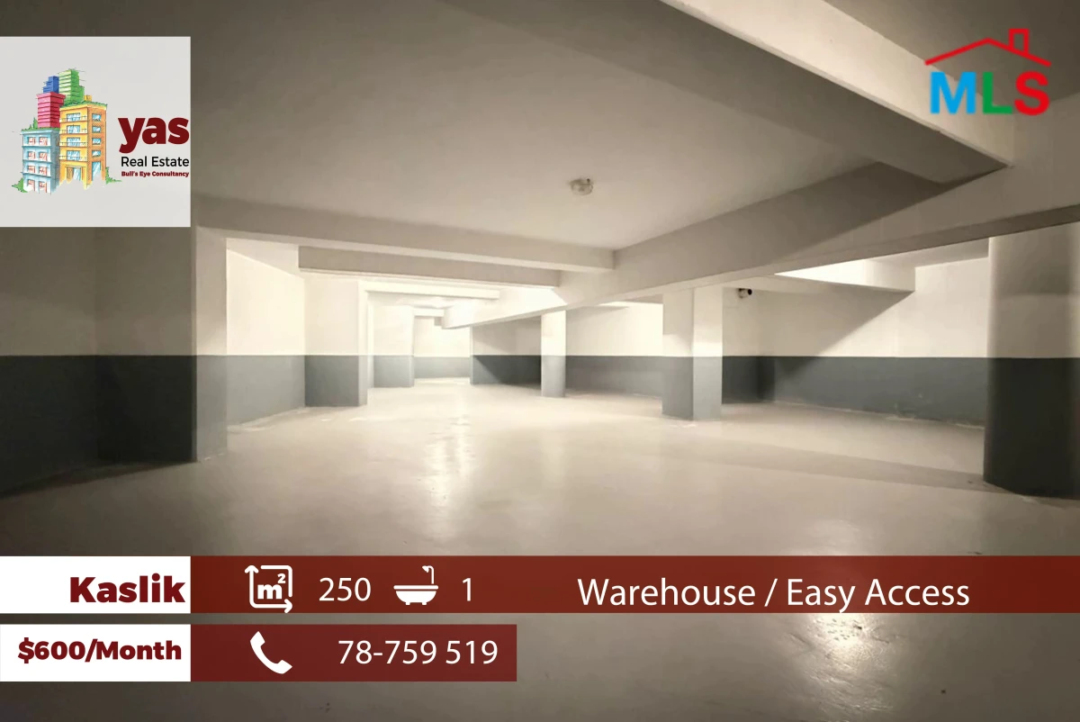 Kaslik 250m2 | Warehouse | Rent | Brand New | Active Street | EH/RH