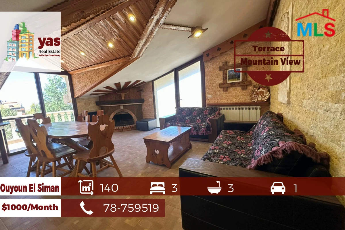 Ouyoun El Siman 140m2 | Terrace | Quiet Area | Mountain View | RIS
