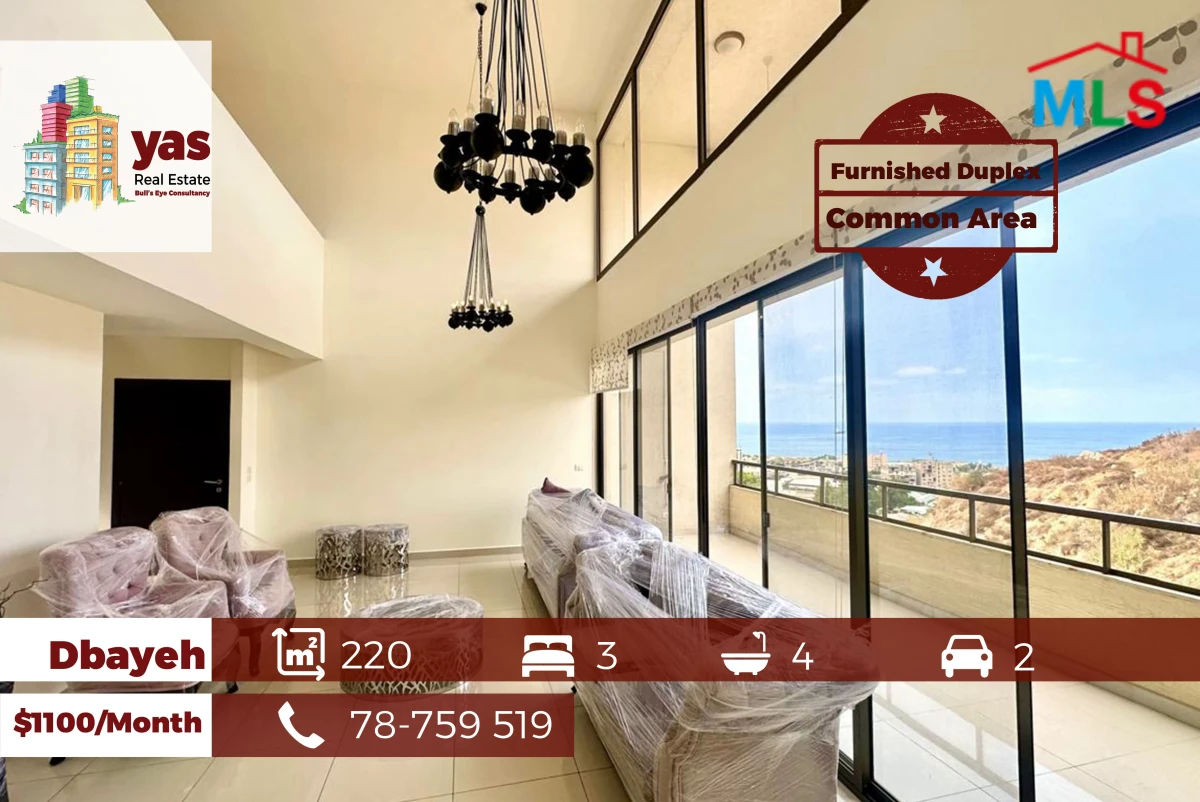 Dbayeh 220m2 | Furnished Duplex | Sea View | Common Area | MJ
