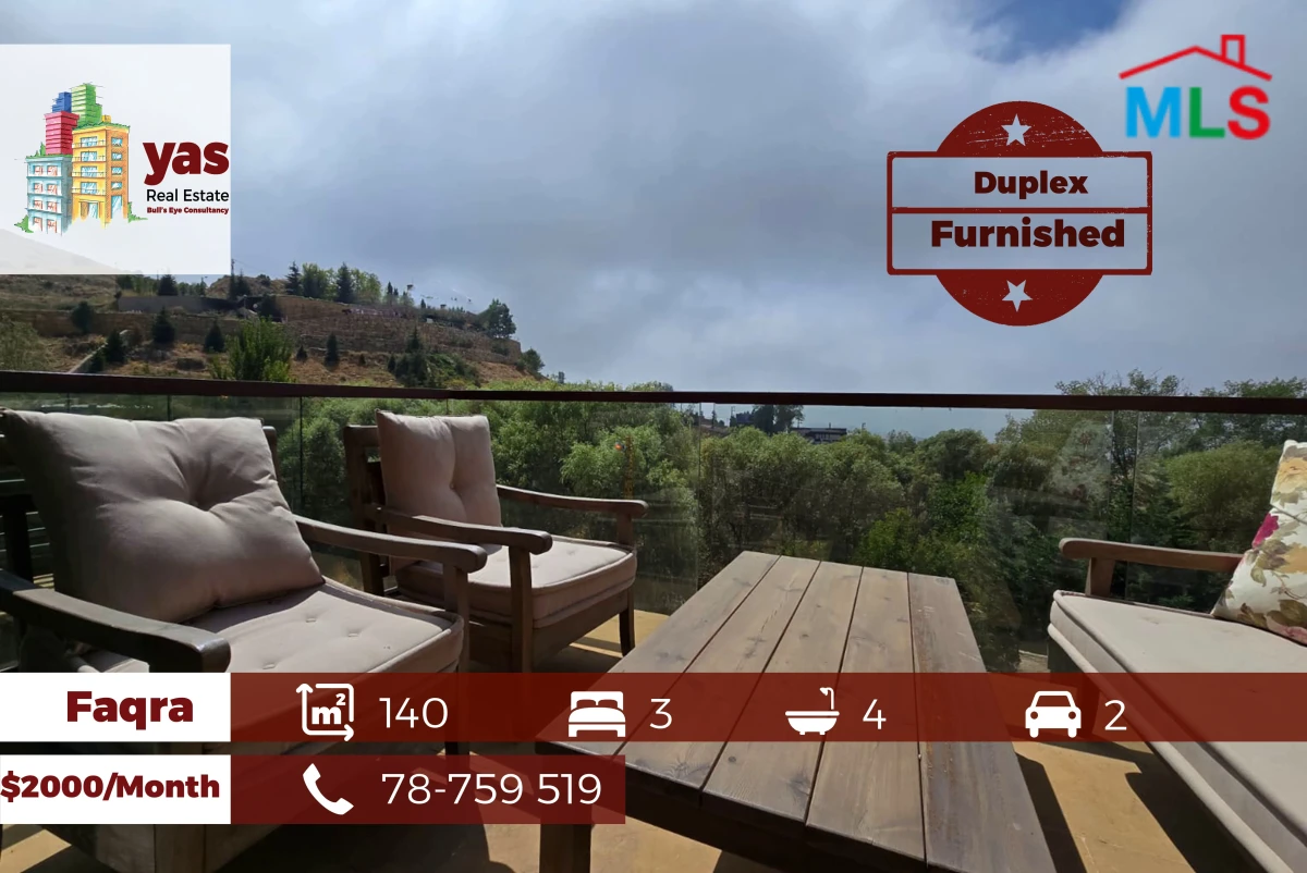 Faqra 140m2 | Furnished Duplex | Panoramic View | Modern | DA