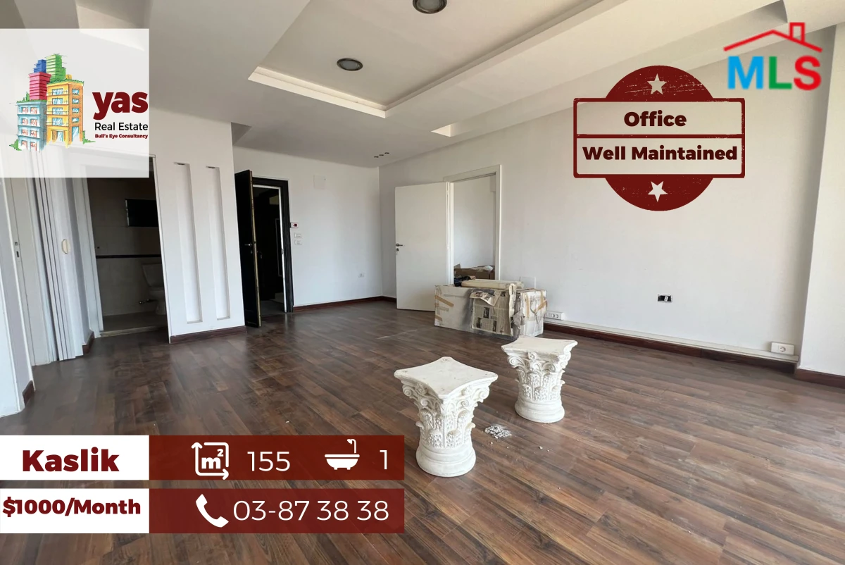 Kaslik 155m2 | Well Maintained Office | Prime Location | Rent | EH