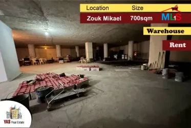 Zouk Mikael 700m2 | Warehouse | Rent | I Excellent Condition | EH