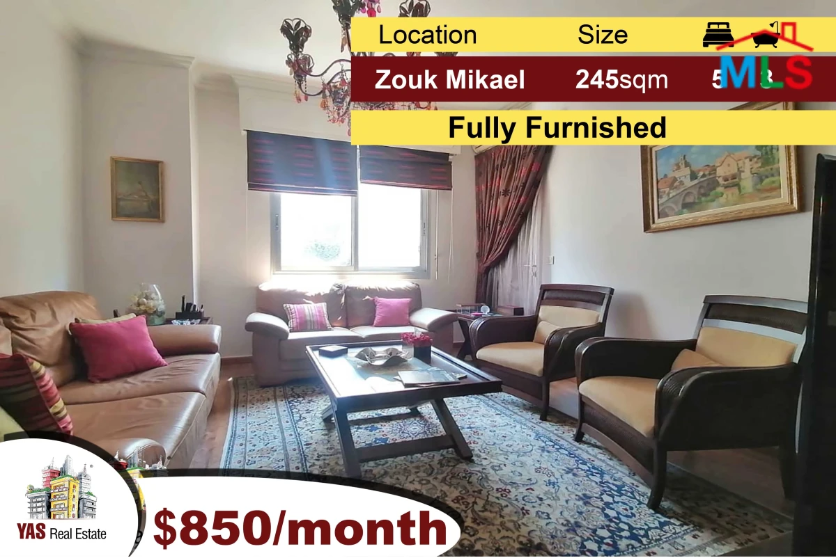 Zouk Mikael 245m2 | Excellent Flat | For Rent | Furnished | Open View
