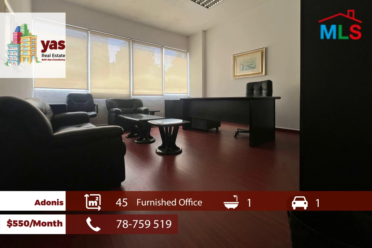 Adonis 45m2 | Furnished Office | Rent | Prime Location | RH/KH