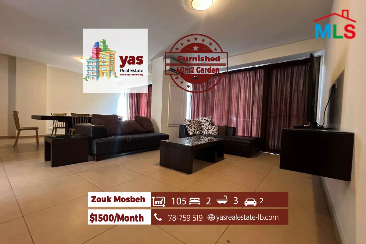 Zouk mosbeh/Siwar 105m2 | 40m2 Garden | Furnished | Rent | RH/EH