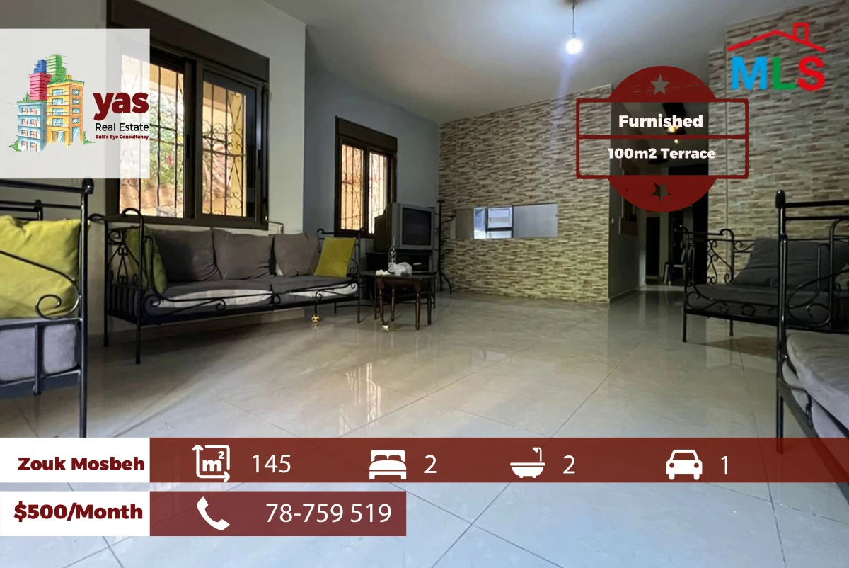 Zouk Mosbeh 145m2 | 100m2 Terrace | Furnished | Prime Location | EH