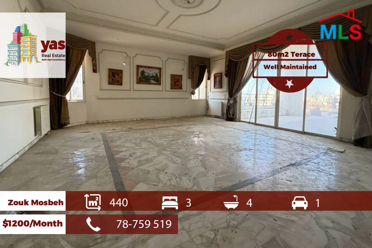 Zouk Mosbeh 440m2 | 80m2 Terrace | Prime Location | Rent | EH/RH