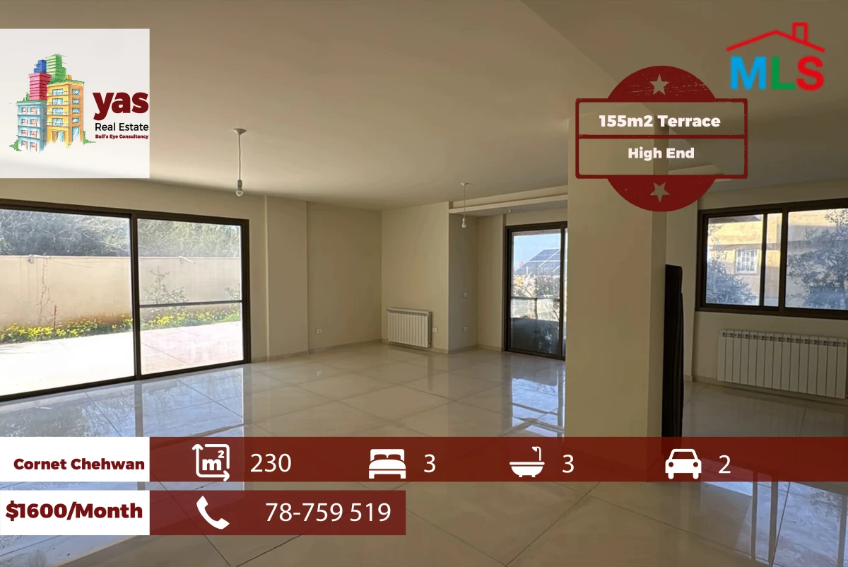 Cornet Chehwan 230m2 | 155m2 Terrace | High End | Rent | Calm | RYM