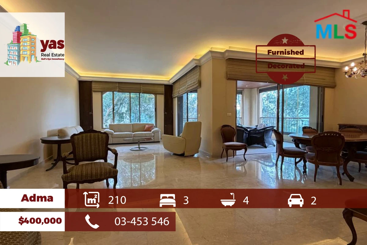 Adma 210m2 | Furnished | Decorated | Luxury | Calm Area | EH