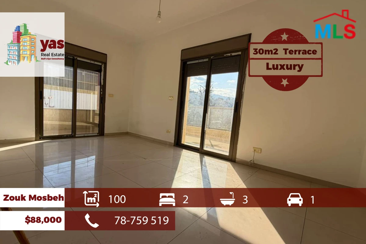 Zouk Mosbeh 100m2 | 30m2 Terrace | Luxury | New Flat | EL/IV