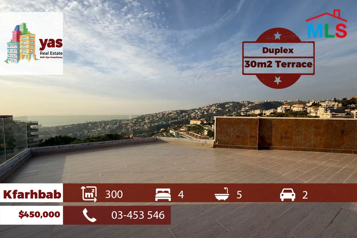 Kfarhbab 300m2| 30m2 Terrace | Brand New Duplex | Panoramic View|EH/IV