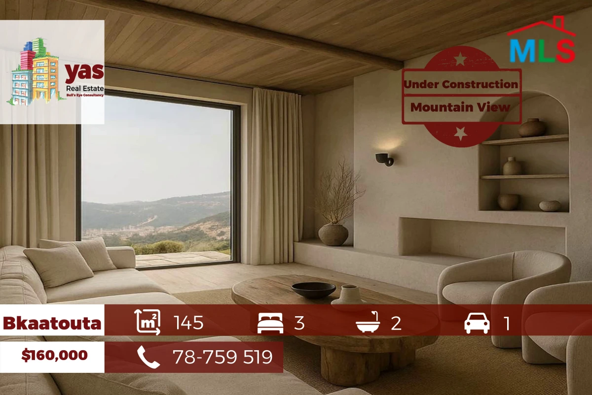 Bkaatouta 145m2 | Under Construction Chalet | Mountain View | DA