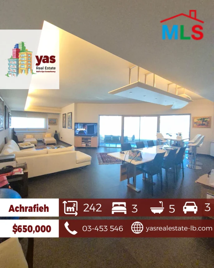 Achrafieh 242m2 | Luxury Decorated | Excellent condition | PA