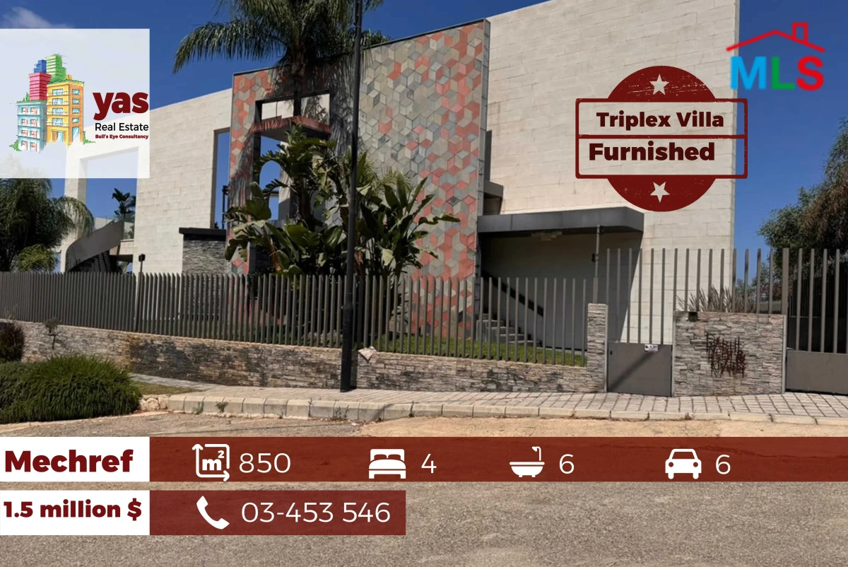 Mechref 850m2 | 500m2 Triplex Villa | Furnished | Amazing View | AC