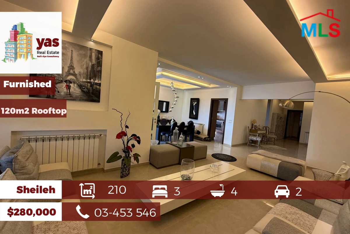 Sheileh 210m2 | 120m2 Rooftop | Furnished | Upgraded | View | BA