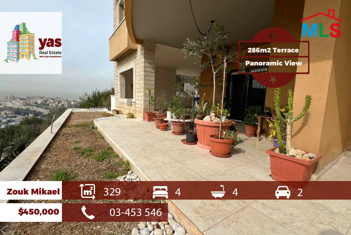 Zouk Mikael 329m2 | 286m2 Terrace | Panoramic View | Calm Area | EH