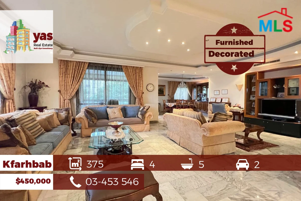 Kfarhbab 375m2 | Furnished/Equipped | Partial Sea View | Decorated|IVK
