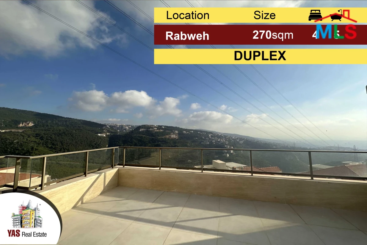 Rabweh 270m2 + 80m2 Terrace | Duplex | High End | Mountain View