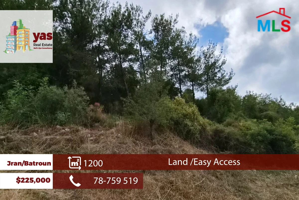 Jran/Batroun 1200m2 | Residential Land | Coeff 25/50 | Calm Area | MCH