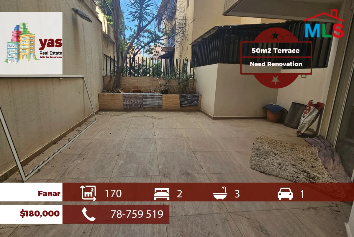 Fanar 170m2 | 50m2 Terrace | Calm Area | Need Renovation | OH