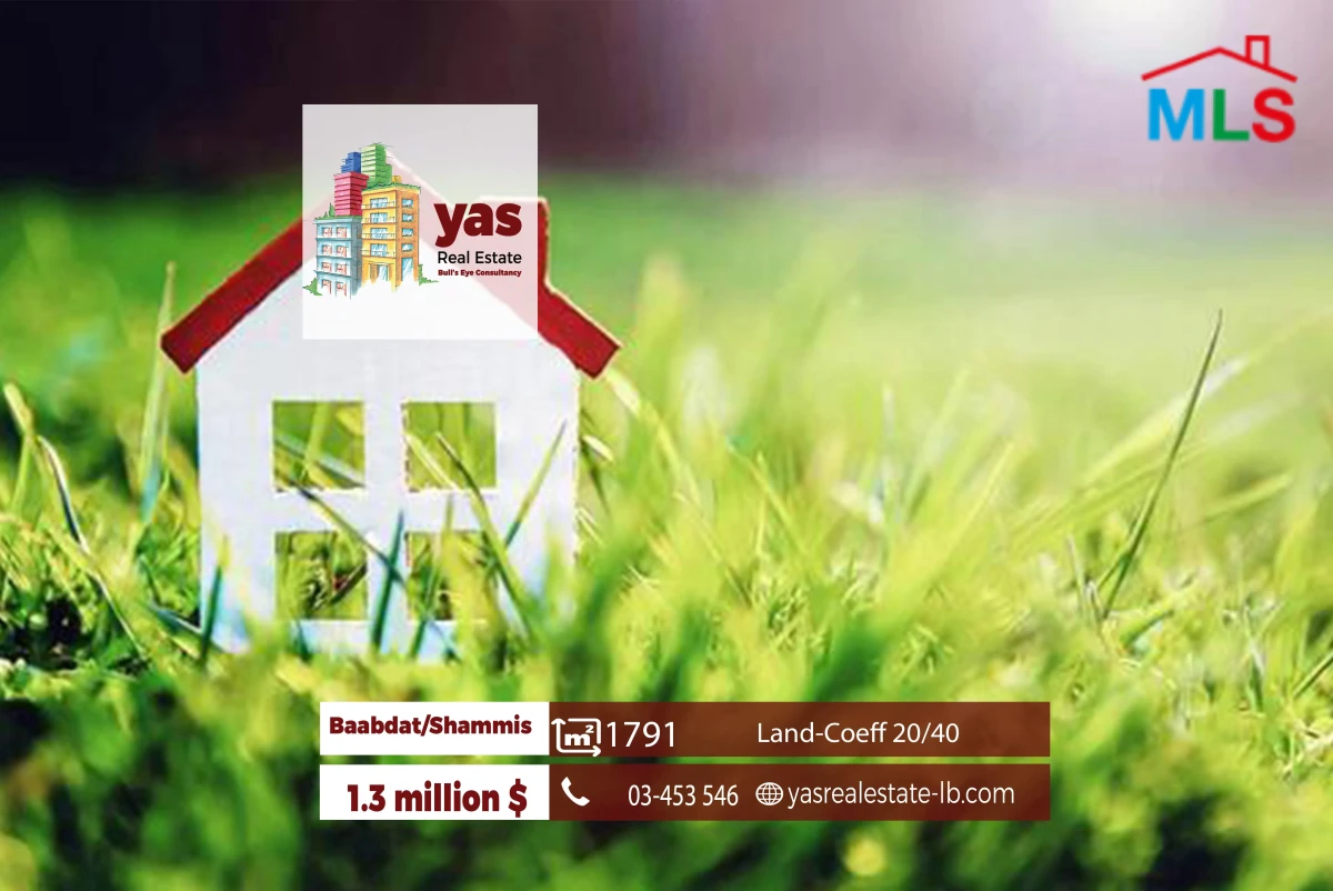 Baabdat/Shammis 1791m2 | Land | Coeff 20/40 | Calm Area | TCH