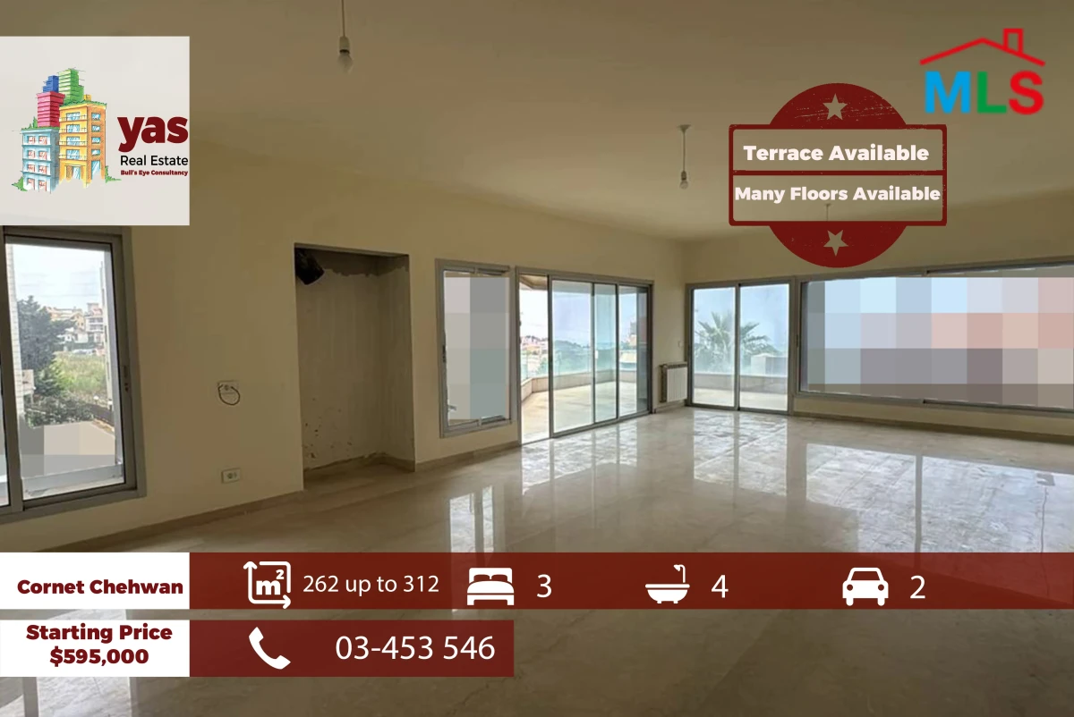 Cornet Chehwan 262m2 up to 312m2 | Terrace | Many Floors | View | RMK