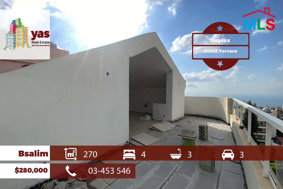 Bsalim 270m2 | 20m2 Terrace | Duplex | Sea View | Catch | PED