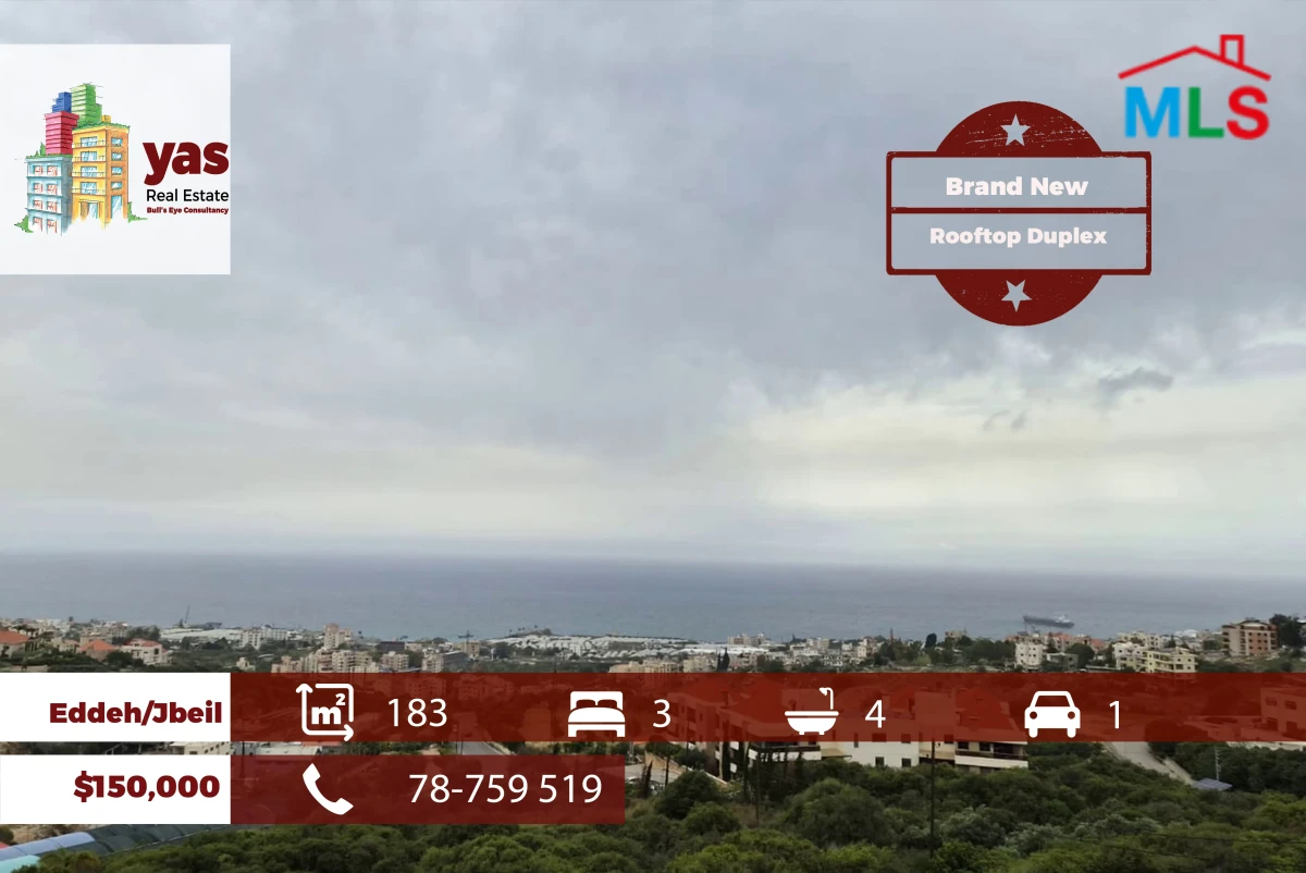Eddeh/Jbeil 183m2 | Rooftop Duplex | Panoramic View | MCH
