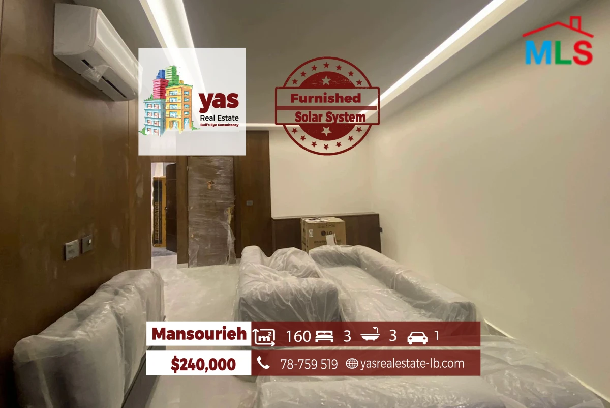 Mansourieh 160m2 |Furnished | Solar System | Prime Location | OH